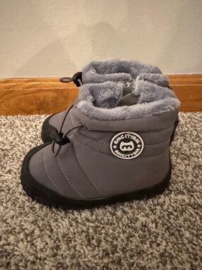 BMCITYBM Gray Winter Boots with Faux Fur Size 7 Toddler